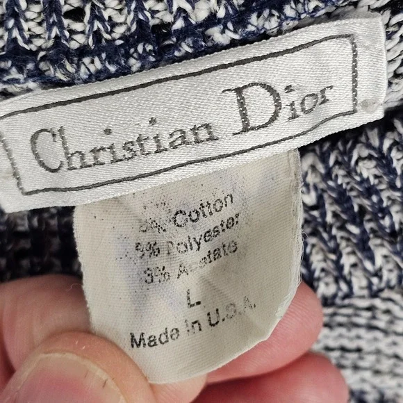 Christian Dior Men's Size Large Plaid Pull Over Chunky Knit Sweater Plaid Y2K US